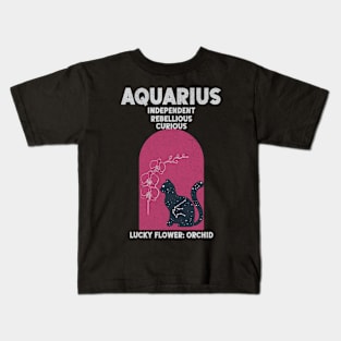 Aquarius Traits Lucky Flower Orchid Boho Zodiac Sign Astrology Kids T-Shirt